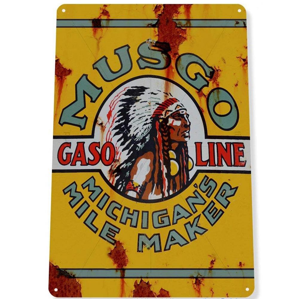 Hisun Tin Sign Vintage Mopar Mobil Texaco BP Gas Oil Brand Logo Tin Signs Set Retro Auto Garage Metal Wall Art Rustic Decor Plaques for Wor