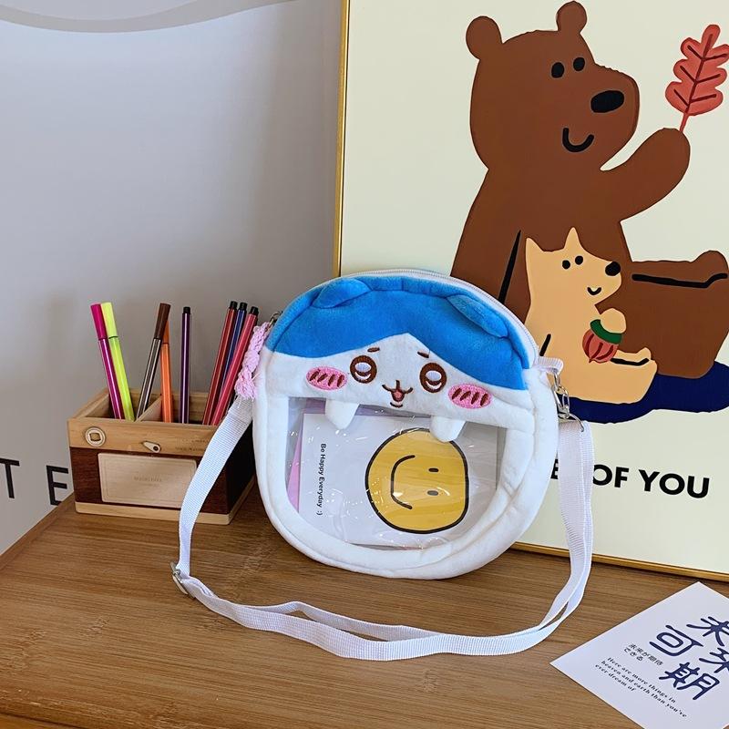 Nieuwe schattige pluche cartoon poppentas dames tweedimensionale borduurwerk pluche pijnzak lichtgewicht schouder messenger tas