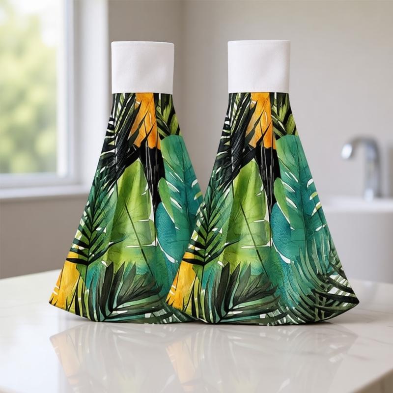 Hanging Hand Towel Set Of 2 Soft Quick Dry Absorbent Fiber Towels For Bathroom Kitchen Cleanup Housewarmings Gift