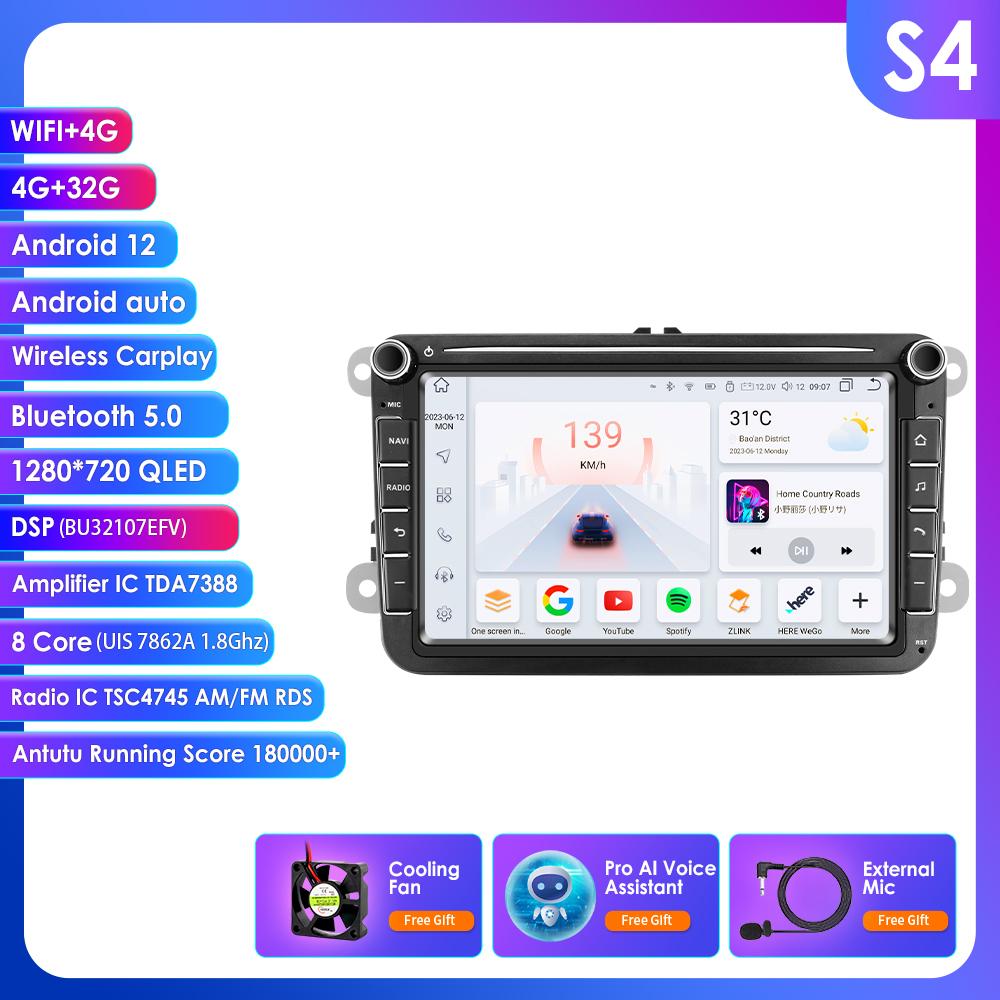 OSSURET 8" 2 Din Multimedia Player for Volkswagen Golf 5 Transporter VW Passat B6 Polo Jetta Skoda Seat Android 13 Intelligent Carplay Car Radio GPS
