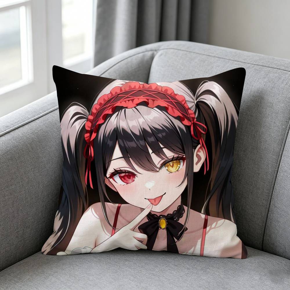 Date A Live Tokisaki Kurumi Poszewka na poduszkę Miękka poszewka z mikrofibry Dekoracja do domu na sofę Surprise Dekoracyjna z nadrukiem