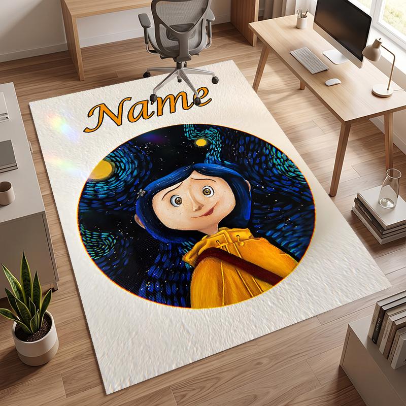 Coraline (1) Personalized Name Office Carpet Stylish Decor for Living Room Bedroom Kitchen