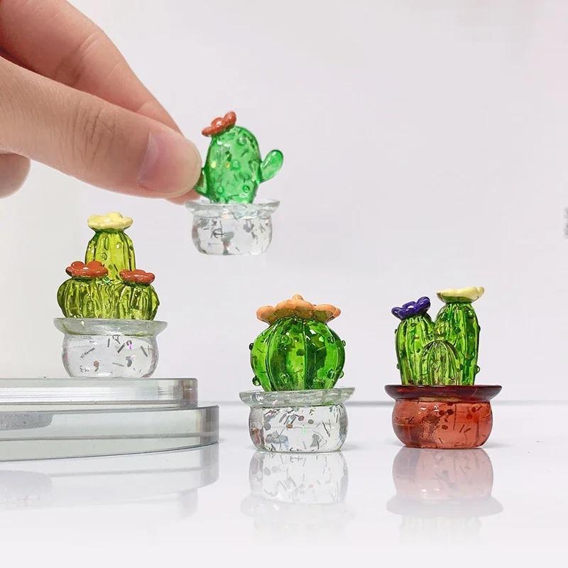 Handgefertigte Murano Glas Kaktus Figuren Ornamente Desktop Handwerkliche Verzierung Kreative Bunte Niedliche Miniaturpflanze für Heimdekoration