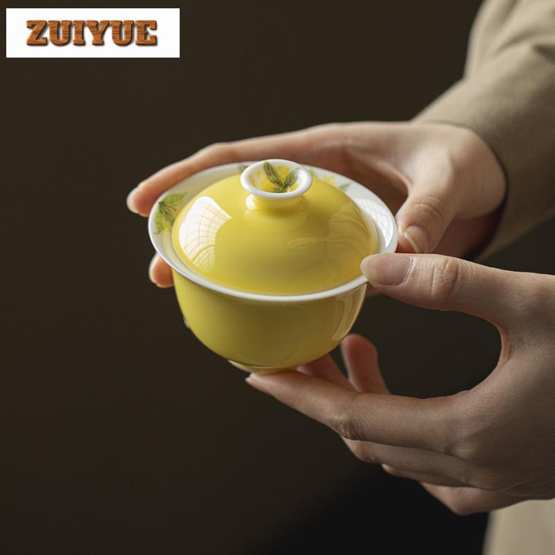 120ml Hand-painted Osmanthus Gaiwan Traditional Tea Tureen Tea Bowl With Lid Kit Tea Maker Cover Bowl Tea Services Ornaments