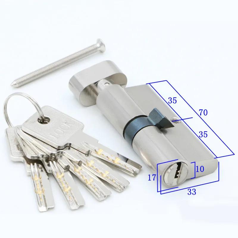 Door Cylinder 55 60 65 70 75 80 85 90mm Security Copper Lock Cylinder Interior Bedroom Living Handle Brass Key Locking 5 Keys