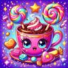 Voll Diamantmosaik Cartoon Tasse Diamantmalerei Bunte Süßigkeitenkunst Komplettes Set Handgemachtes Geschenk