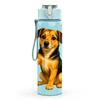 1PC Happy Puppy Cartoon Portrait Print 750ml Color Plastic Sports Water Bottle Leakproof Flip Straw Lid Suitable for Sports Office Home Use
