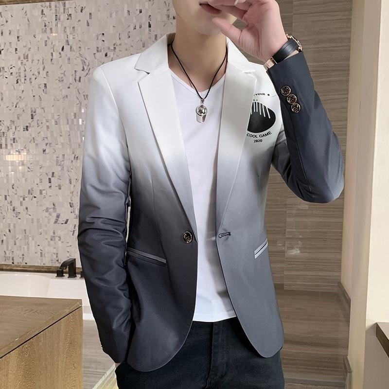 Blazer Men Male Gradient Suit Jacket Korean Style Slim Fit Casual Men Fashion Trend Dress Jacket
