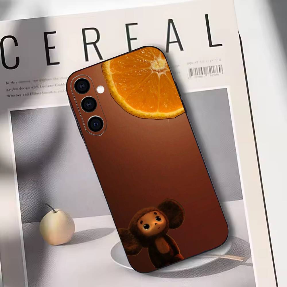 Cartoon C-cheburashka Phone Case Black Silicone Soft For Samsung Galaxy A73,A72,A71,A70,A53,A52,A51