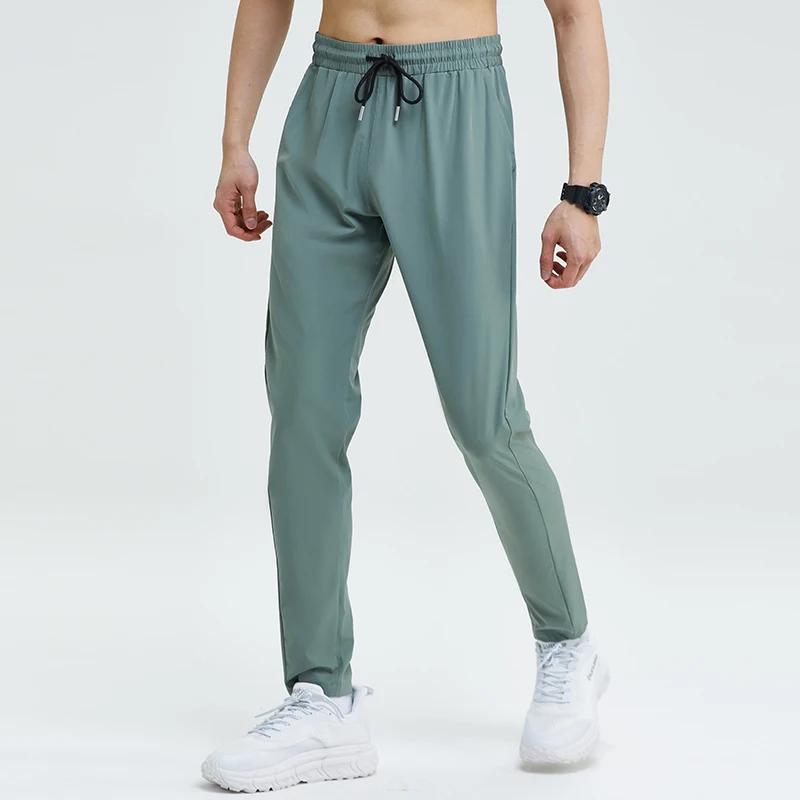 Summer Gym Fitness Trousers Men's Pencil Pants Tight Jogging Running Breathable Quick-Drying Ice Silk Sports Wind Casual Pants