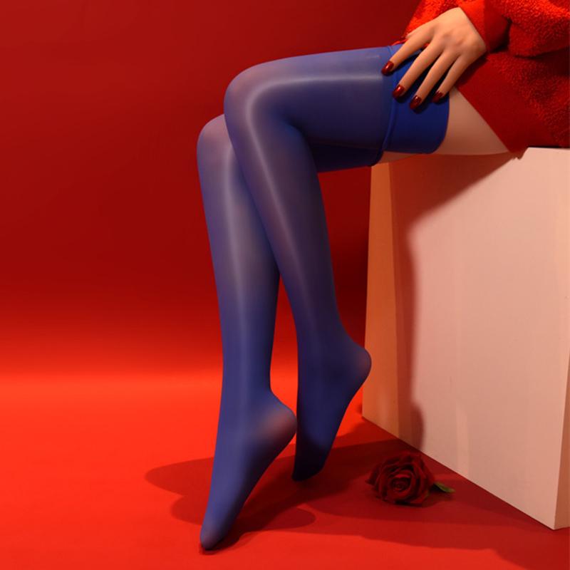 8D Oil Shiny Medias Stretchy Nylon Thigh High Stockings Women Sexy Ultrathin Transparent Intimate Underwear Party Socks