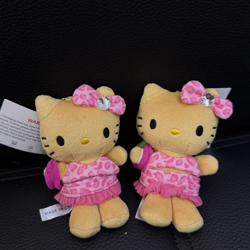 Pink Leopard Print Bikini Dark Skin Kitten Plush Dolls Keychains Cartoon JK Uniform Kitty Plush  Accessories Bag Pendant