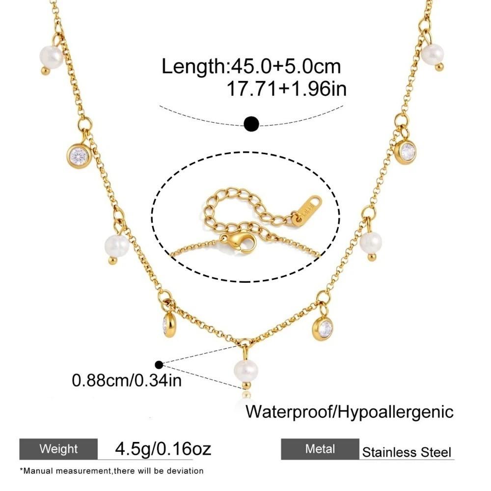 18K Gold Plated Pearl Pendant Necklace Y Shape Wedding Necklace Zircon Pendant Necklace Women