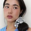 Geegee Glossy Leather Scrunchie - Silver