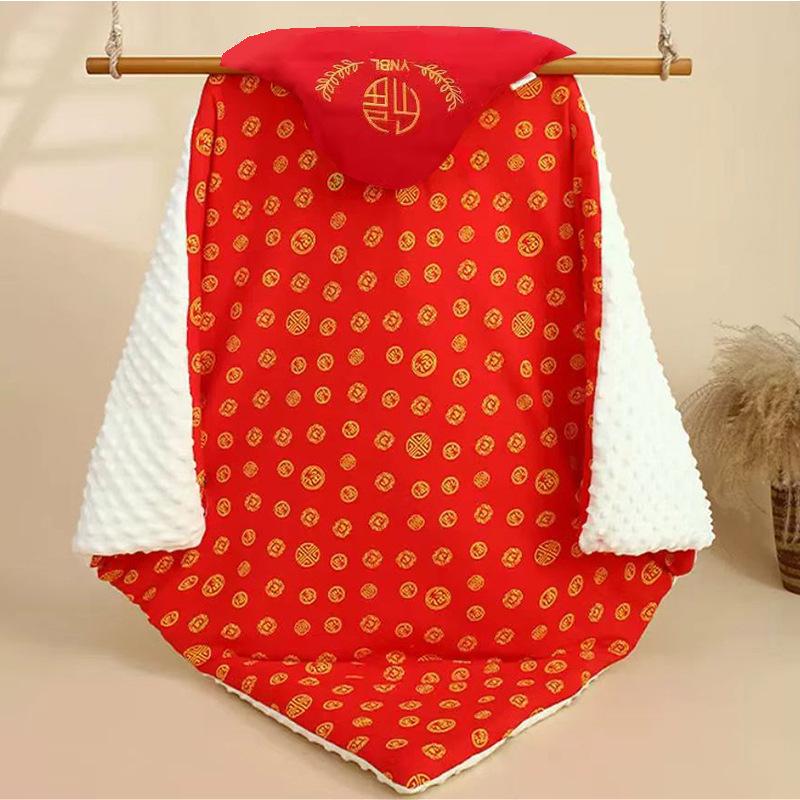Rotes 100-Segen-Swaddle: Neugeborenendecke aus reiner Baumwolle für den Kreißsaal, dicker für Frühling, Herbst und Winter