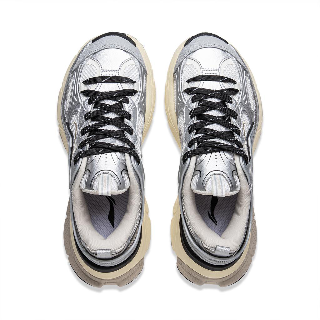 Li Ning Xingji Cushioning Slip Resistant Abrasion Resistant Breathable Low Top Chunky Sneakers Women's Silver White AGCU372-2