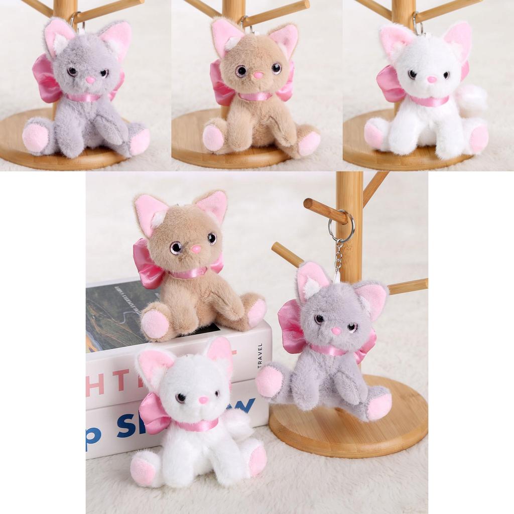 Plush Cat Keychain With Bow For Girls Gift And Bag Decoration