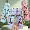 1PC Balancing Sheep Heart Graphic,750ml Color Plastic Sports Water Bottle,Leakproof Flip Straw Lid,Suitable for Sports Office Home Use