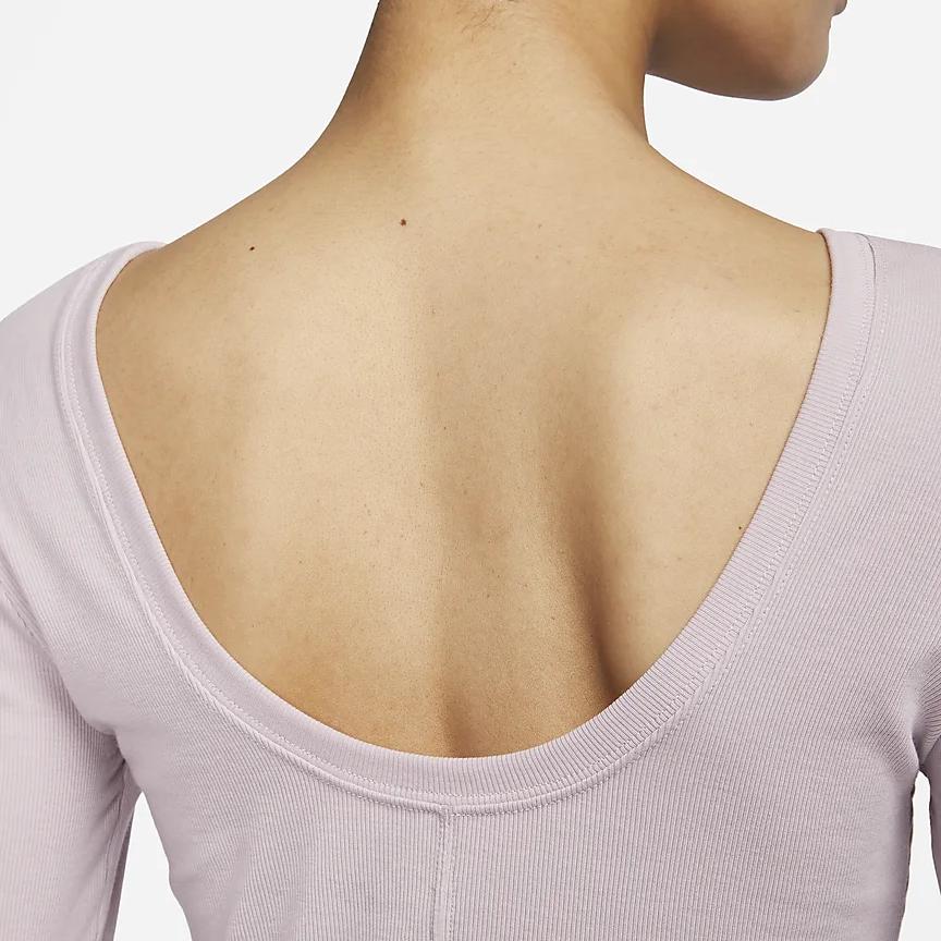 Nike Solid Color Round Neck Short Casual Long Sleeve T-Shirt Women Tops Gray Purple FN3662-019