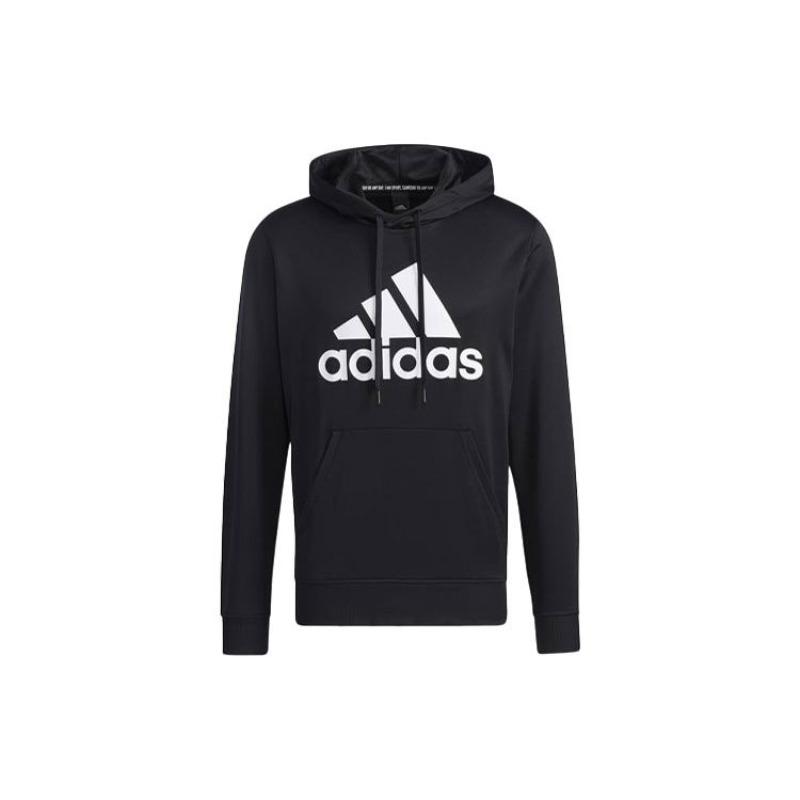 adidas Moletom com Capuz com Logo Grande Estampado Masculino Tops Preto GN0827