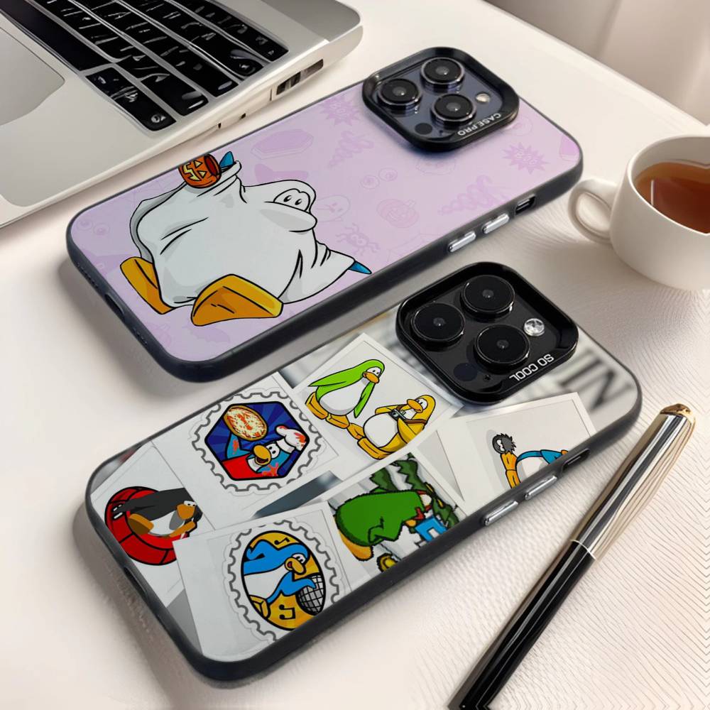 Game Club Penguin Phone Case For iPhone 16,15,14,13,12,11,8,7,Pro,Max,Plus,Mini,XS,SE Anti Fall Black Matte Hard
