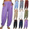 Harem Pants Solid Color Pockets Summer Temperament Loose-fitting Pants for Beach