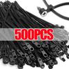 100/500 KS Stahovací pásky na kabely s otvorem pro šroub Opakovaně použitelné Fixní nylonové stahovací pásky Samozamykací Stahovací pásky na kabely Pásky Upevňovací smyčka Kancelářský organizér