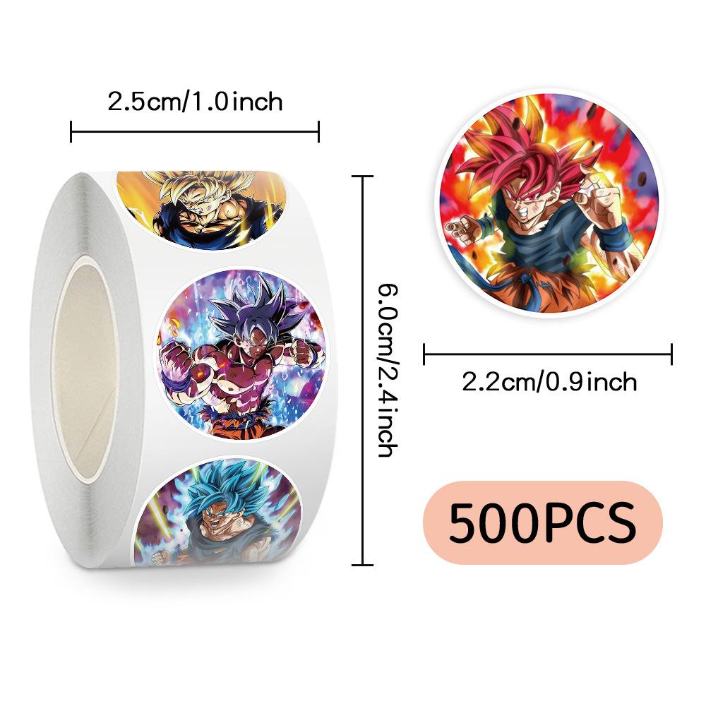 500Pcsroll Dragon Ball Anime Son Goku Sealing Stickers Cool Cartoon Super Saiyan Decals Diy Laptop Phone Luggage Sticker Decor