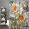 Rose Flower Creative Art Shower Curtain, Bathroom Decorative Shower Curtain, Waterproof Shower Curtain With Hooks