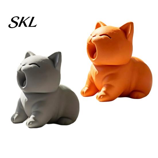 Handmade 3d Cat Sculpture 3D Printed Figurine, Cute Screaming Ornament, Creative Pet Tiny Display Figurine Kitten Desktop Decoration for Home