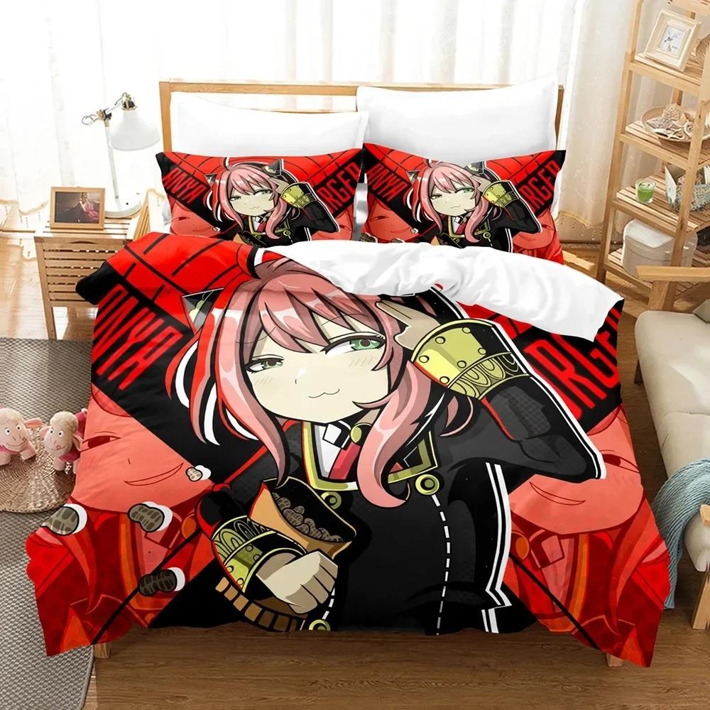 SPY×FAMILY Bedding Set Anime Anya Forger Quilt Cover Single Double Size With Pillowcase Boys Girls Bedspread