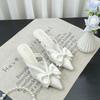 Fairy Wind Pink Sandals Spring and Summer 2024 French Pointed Bow Hollow High Heel Half Bag Head Slippers