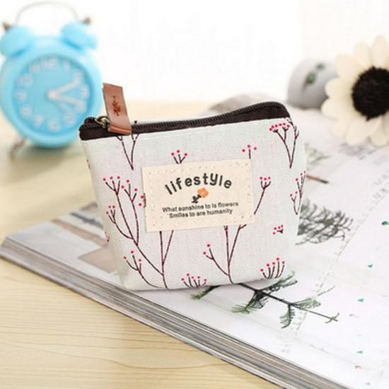 New Korean Pastoral Floral Coin & Key Pouch - Cute Mini Change Purse