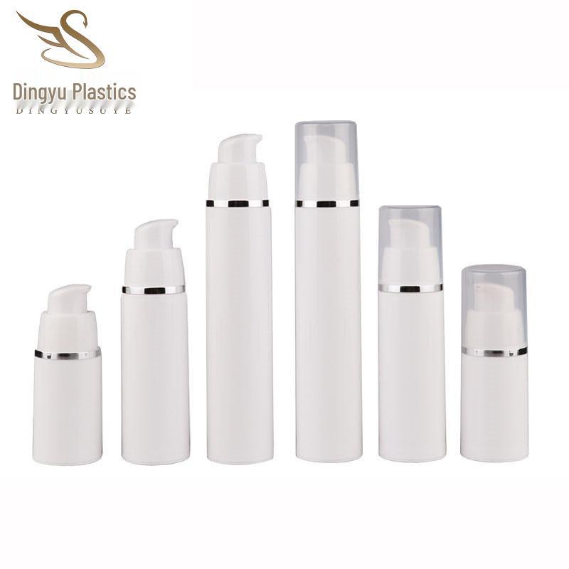 15/30/50ml Transparent PP All-Plastic Lotion Vacuum Bottle, Korean Style, Snap-On Porcelain White Dispenser