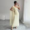 Women's One Shoulder Sleeveless Maxi Dress Slim High Waist Solid Mesh Drape Sash Bodycon Dress