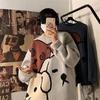 Höst Vinter Tröja Herr Förtjockad Koreansk Stil Lös Rundhals Pullover Bas Skjorta Tecknad Trendig Parstickad Skjorta