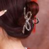 Women Hair Grip Bow Shape Shiny Rhienstone Hollow Out Strong Claw Anti-slip Hair Organization Decoration Exquisite Lady Hair Clamp Hair Claw