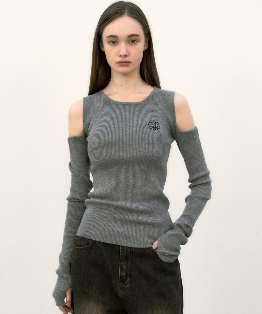 Nigaennikol Nicole Warmer Ribbed Off Shoulder Knit_Deep Gray