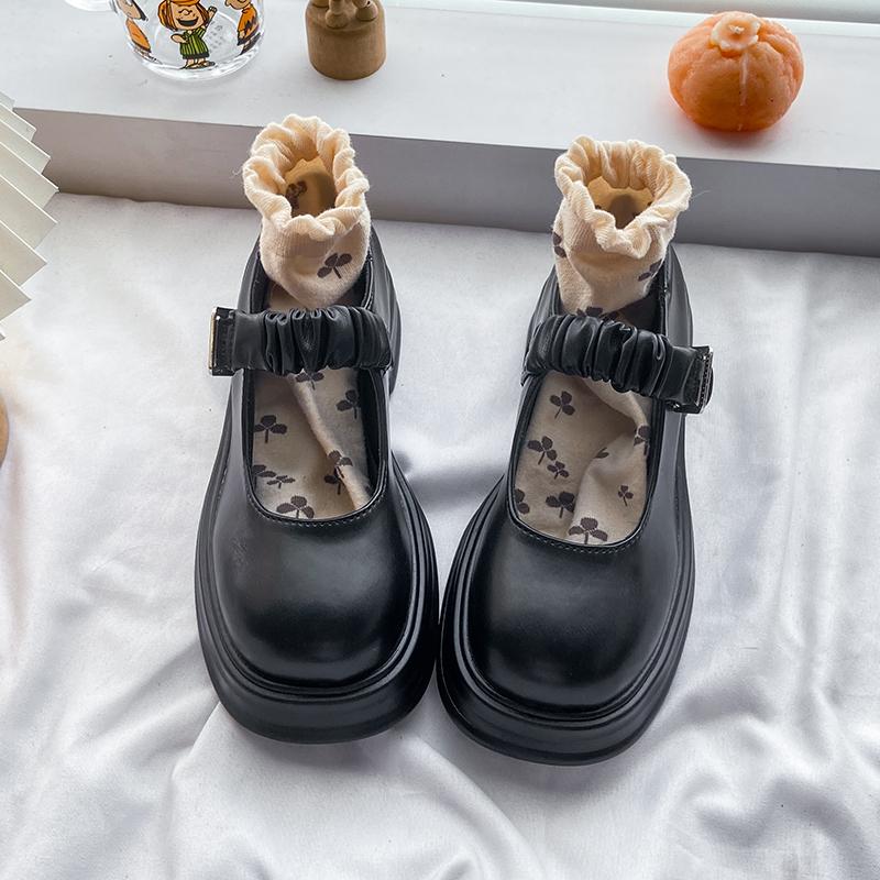 2024 Lolita Shoes Japanese Girl Platform Black High Heels 2024 Women Pumps Round Toe Mary Jane Shoes PU Leather Shoes for Women