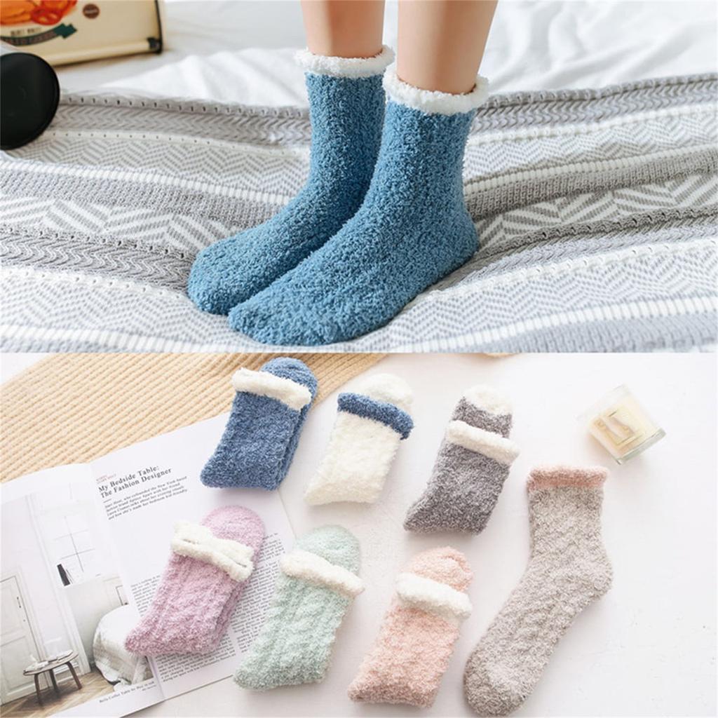 Women Cozy Mid Calf Socks Soft Plush Winter Warm Fuzzy Textured Knitted Pattern Comfortable Indoor Outdoor Use