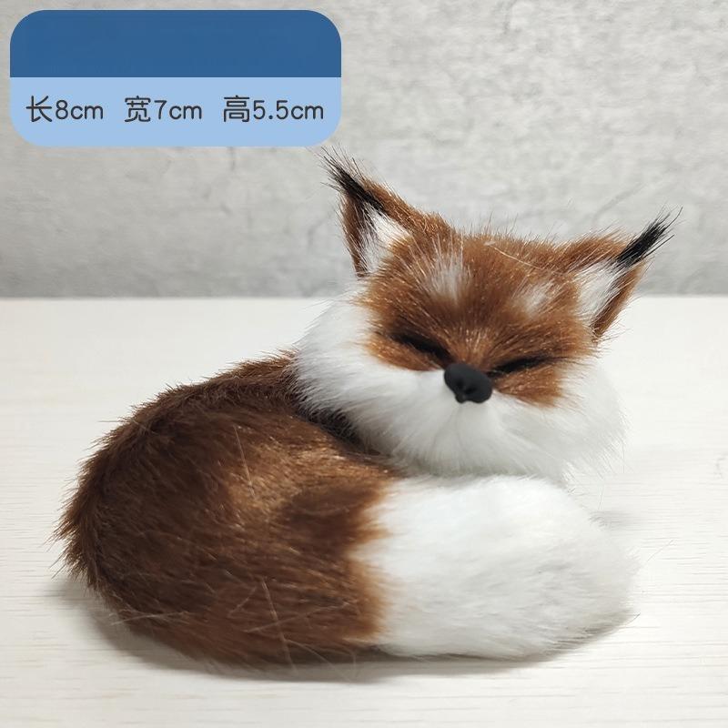 1 Stück Mini Simulation Fuchs Plüsch Ornament Hockeender Fuchs Modell Figur Puppe für Heimdekoration Handwerk Weihnachtsfeier Kindergeschenk