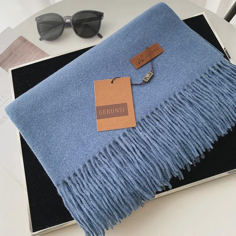 Unisex Solid Color Imitation Cashmere Scarf - Autumn/Winter Korean Style Tassel Shawl