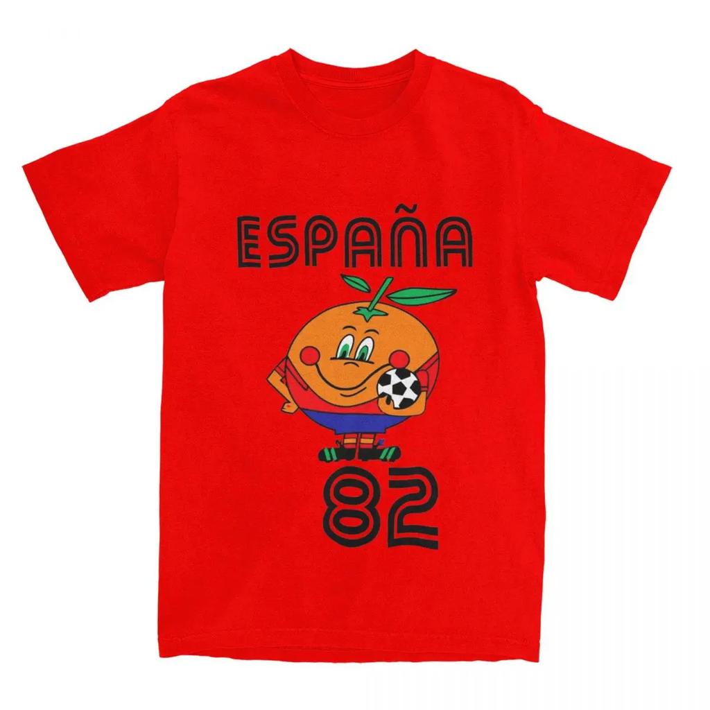 Heren Dames Espana 82 Spanje Vintage Mascotte 1982 T-shirt Kleding Vintage T-shirts Bedrukte Accessoires voetbal katoenen T-shirt .