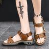 Men's Sandals Premium Leather Open Toe Beach Shoes Summer Adjustable Comfy Sports Sandals with Air Cushion Outdoor Hiking Shoes
