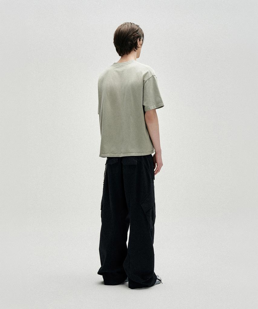 NOT4NERD Triple Sanctuary Bleach Washed Loose Cropped T-Shirts - Beige