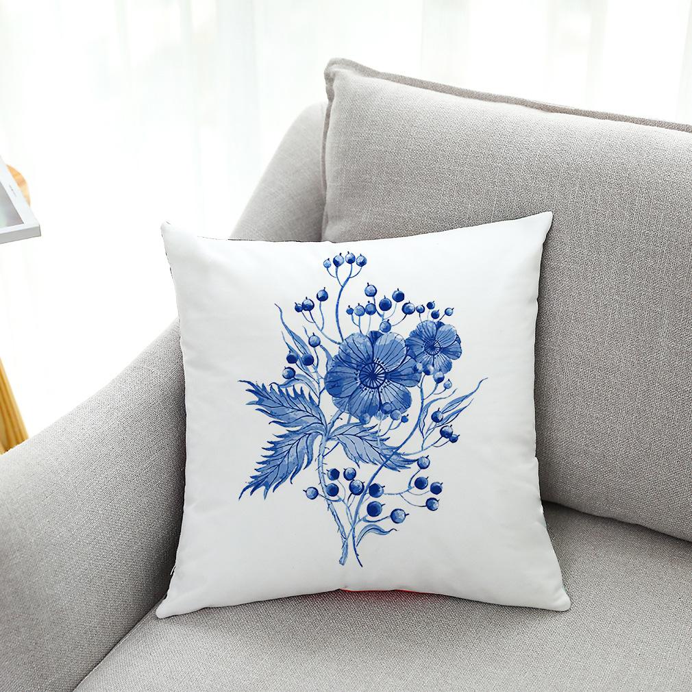 Housse de coussin imprimée en porcelaine bleue et blanche, Coussin de canapé, Coussin de voiture, Décoration de maison