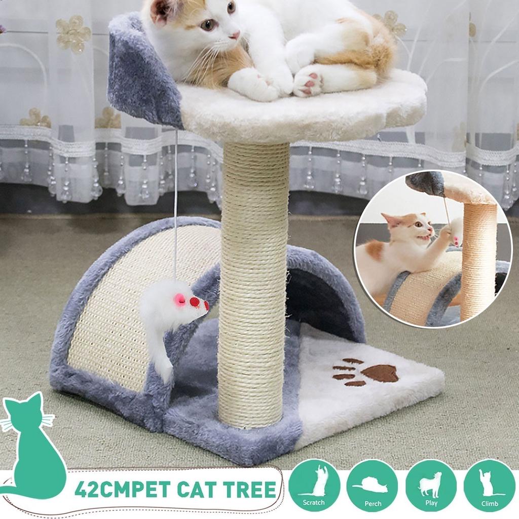 Tour d'escalade d'arbre à chat de 42 Cm, planche à gratter, cadre d'entraînement avec maison pour animaux de compagnie, tapis Anti-chute en peluche