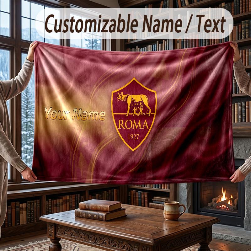 Personalisierte Flanell-Kuscheldecke AS Rom FC Muster Warme Wohnungsdekoration