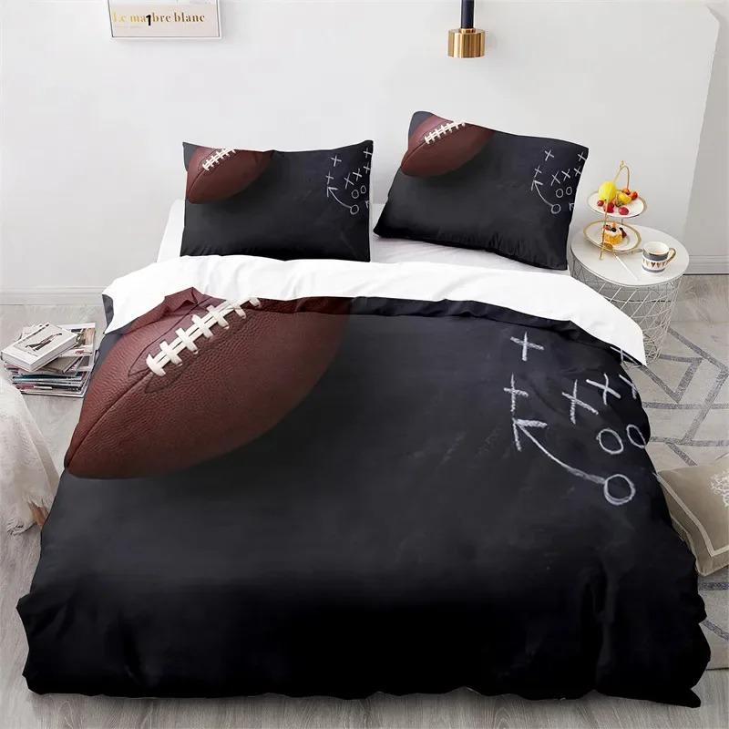 Set Copripiumino Sportivo Set Biancheria da Letto Giocatore di Football Americano per Ragazzi Ragazze Bambini Copripiumino Sportivo con Federe