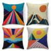 Sun And Mountain Scene Pattern Digital Printing Pillow Cover Short Plush Suitable Living Room Bedrooms Sofas Throw Cushion Cover